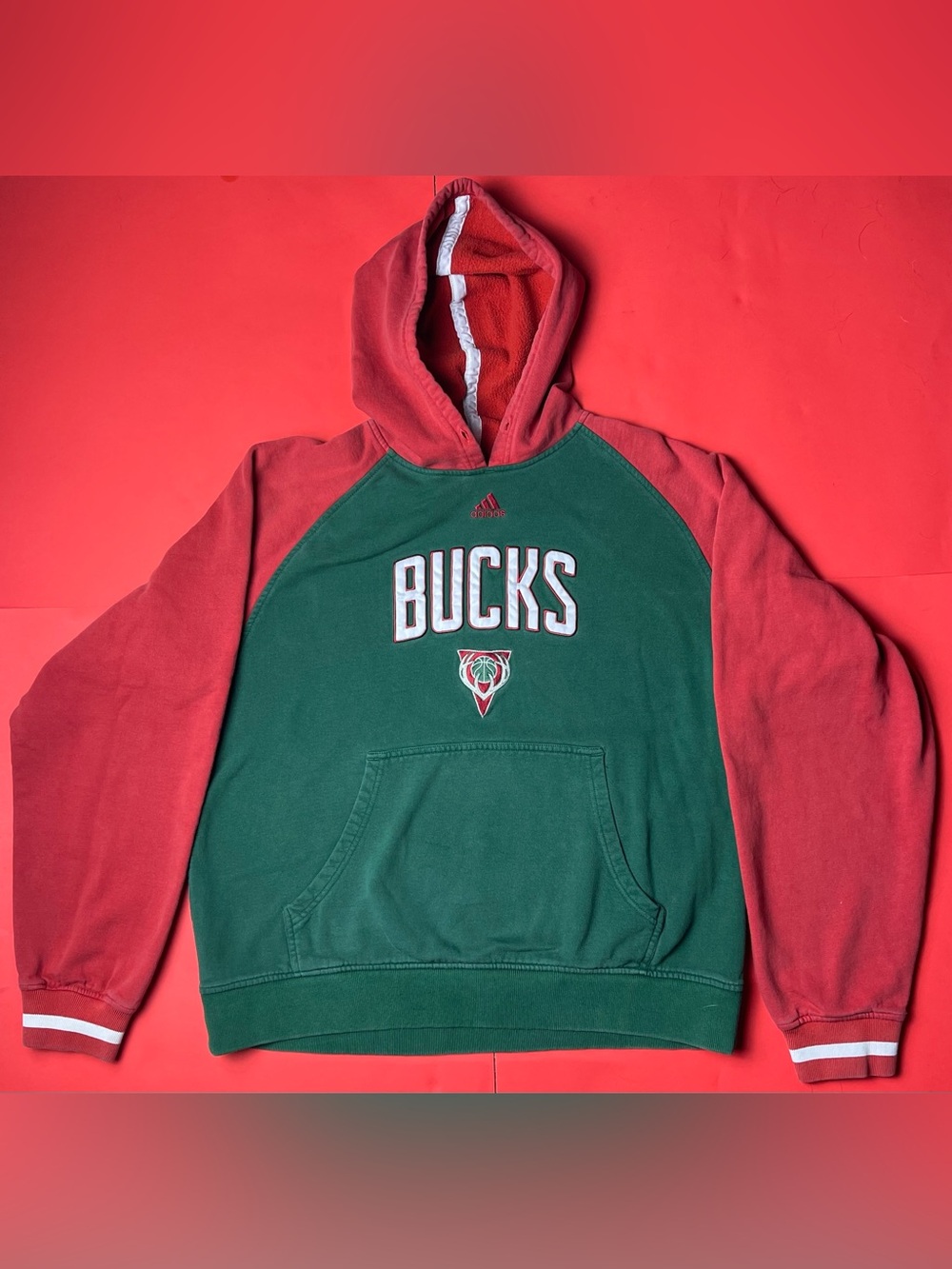 adidas Men’s Milwaukee Bucks Green & Red Crewneck Hoodie